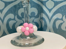 Load image into Gallery viewer, Flower/Initial Beaded Wine Glass Charm
