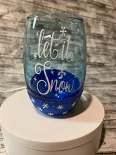 Load image into Gallery viewer, Winter Themed Glitter Wine Glass