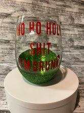 Load image into Gallery viewer, Christmas Themed Glitter Wine Glass