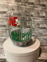 Load image into Gallery viewer, Christmas Themed Glitter Wine Glass