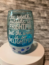 Load image into Gallery viewer, Winter Themed Glitter Wine Glass