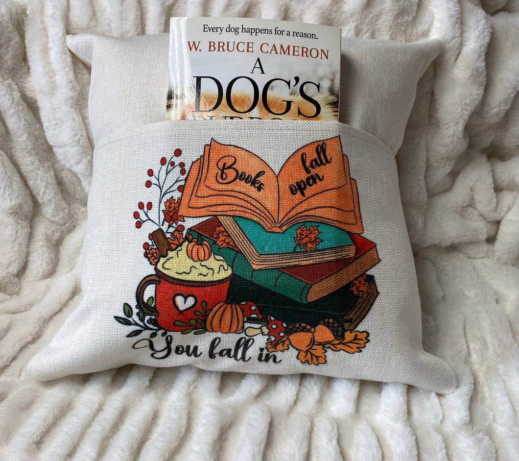 Books Fall Open Pocket Pillow Covering