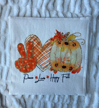 Load image into Gallery viewer, Peace Love Fall Pillow Covering
