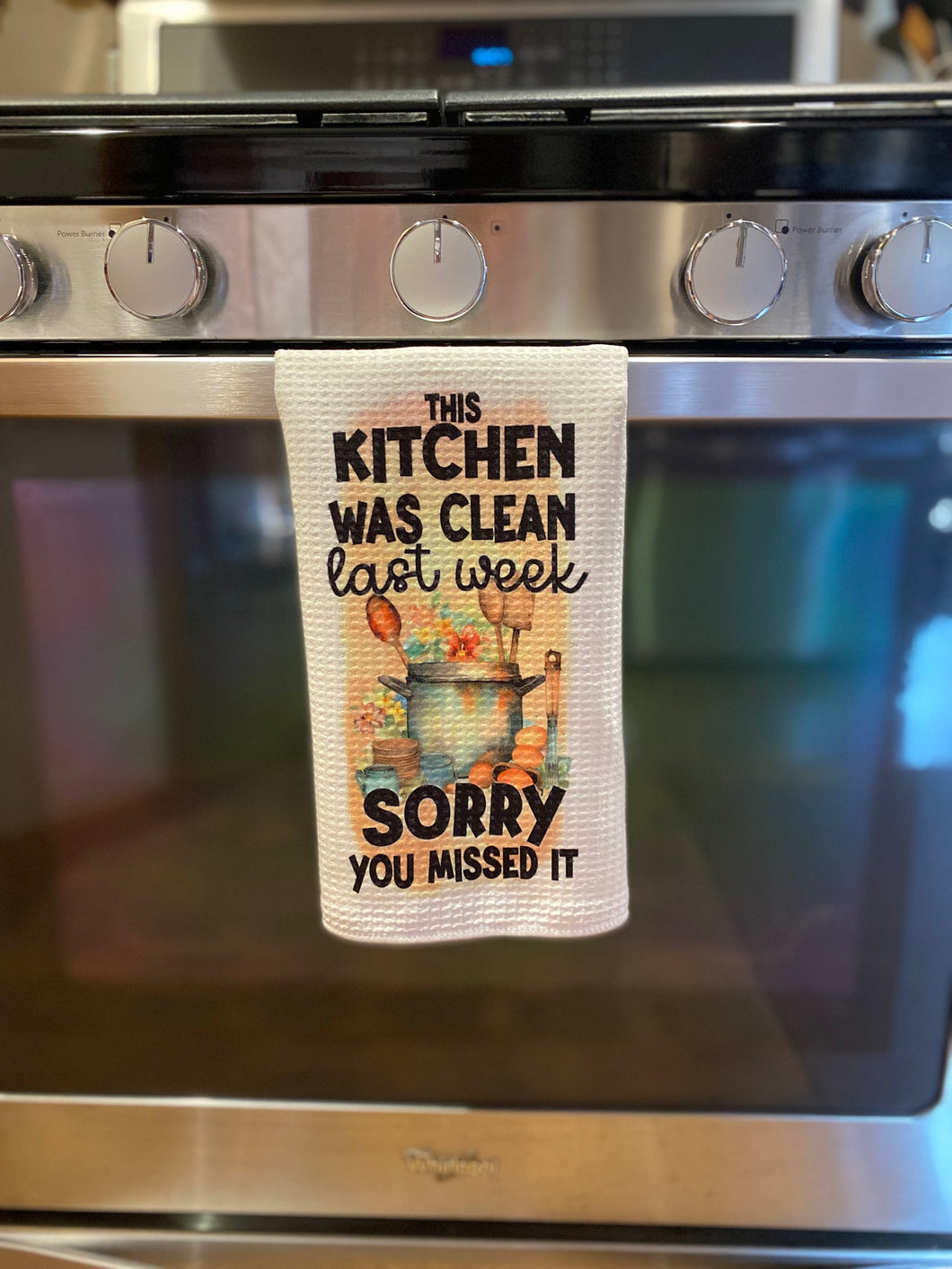 The Kitchen Was Clean Waffle Knit Towel