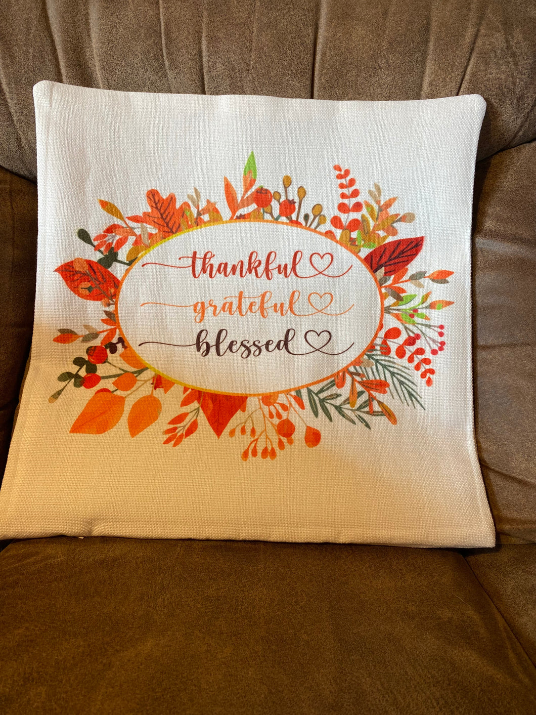 Thankful Pillow Covering