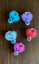 Load image into Gallery viewer, Heart/stethoscope Beaded Badge Reel

