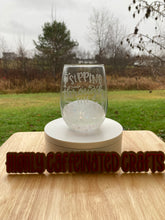 Load image into Gallery viewer, Winter Themed Glitter Wine Glass
