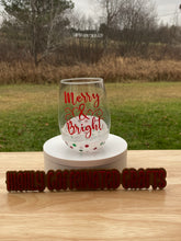 Load image into Gallery viewer, Christmas Themed Glitter Wine Glass
