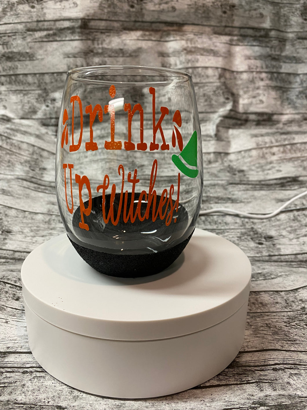 Halloween themed Glitter Wine Glass