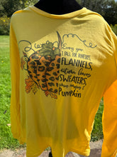 Load image into Gallery viewer, Fall Themed Adult long sleeve shirt
