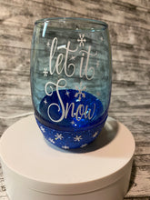 Load image into Gallery viewer, Winter Themed Glitter Wine Glass
