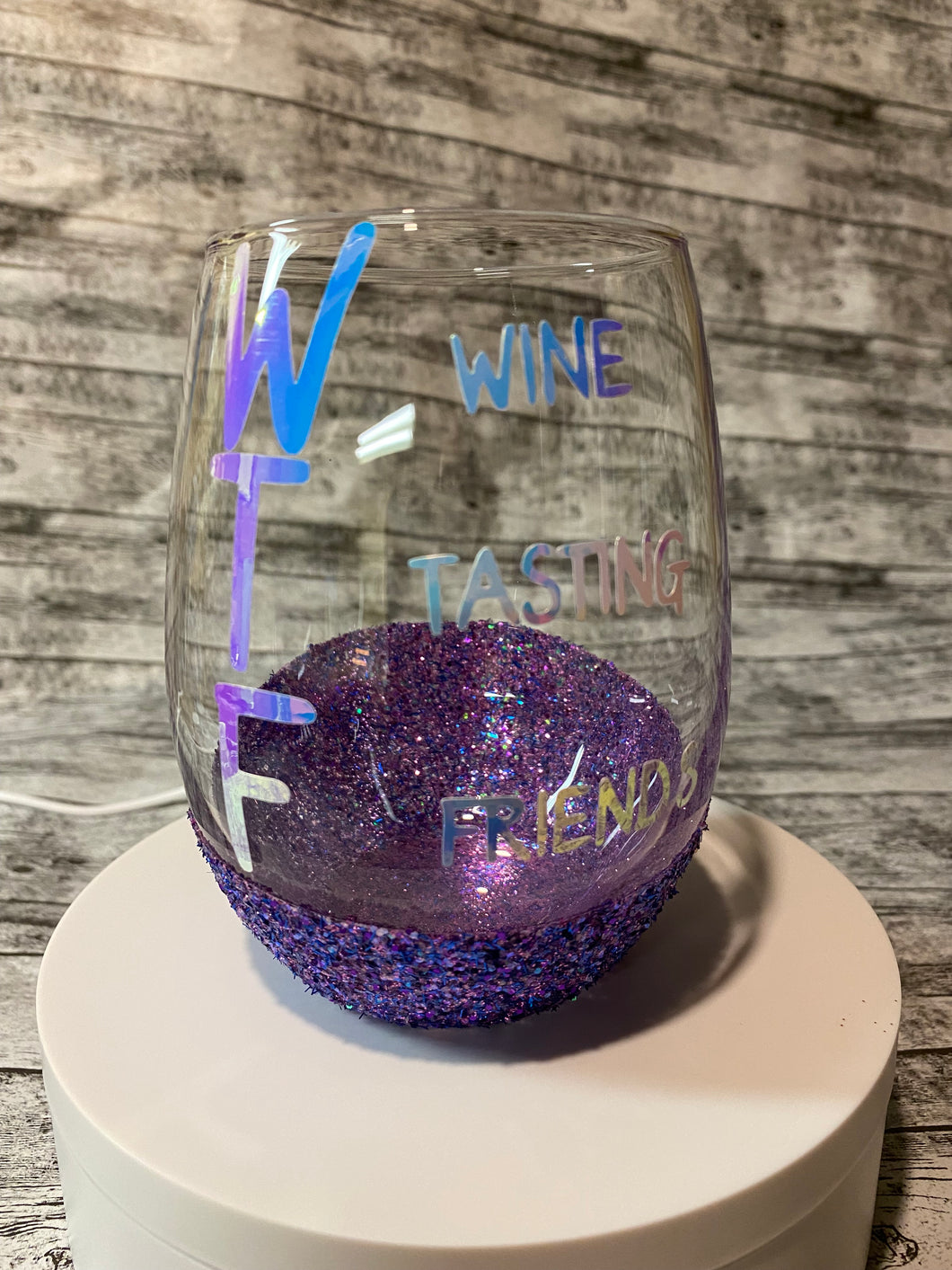 WTF Glitter Wine Glass