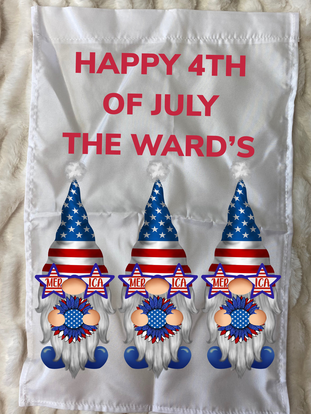 Happy 4th Gnomes Garden Flag