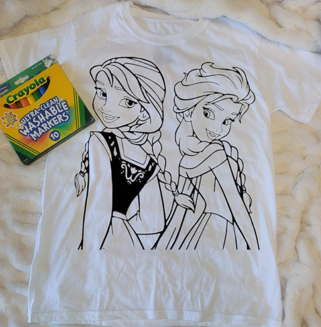 Elsa/Anna Coloring Youth T-Shirt