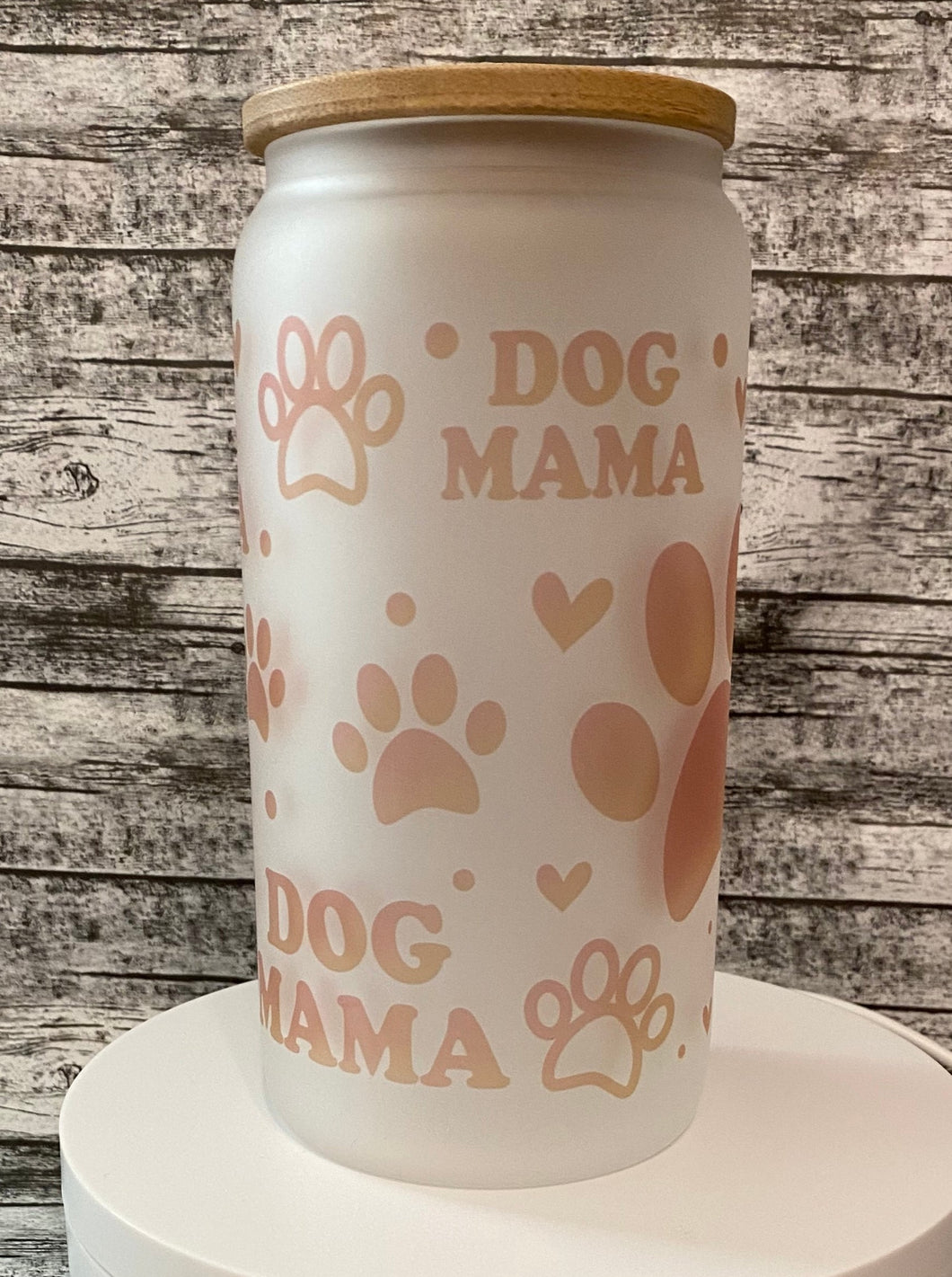 Dog Mama 16oz frosted glass tumbler