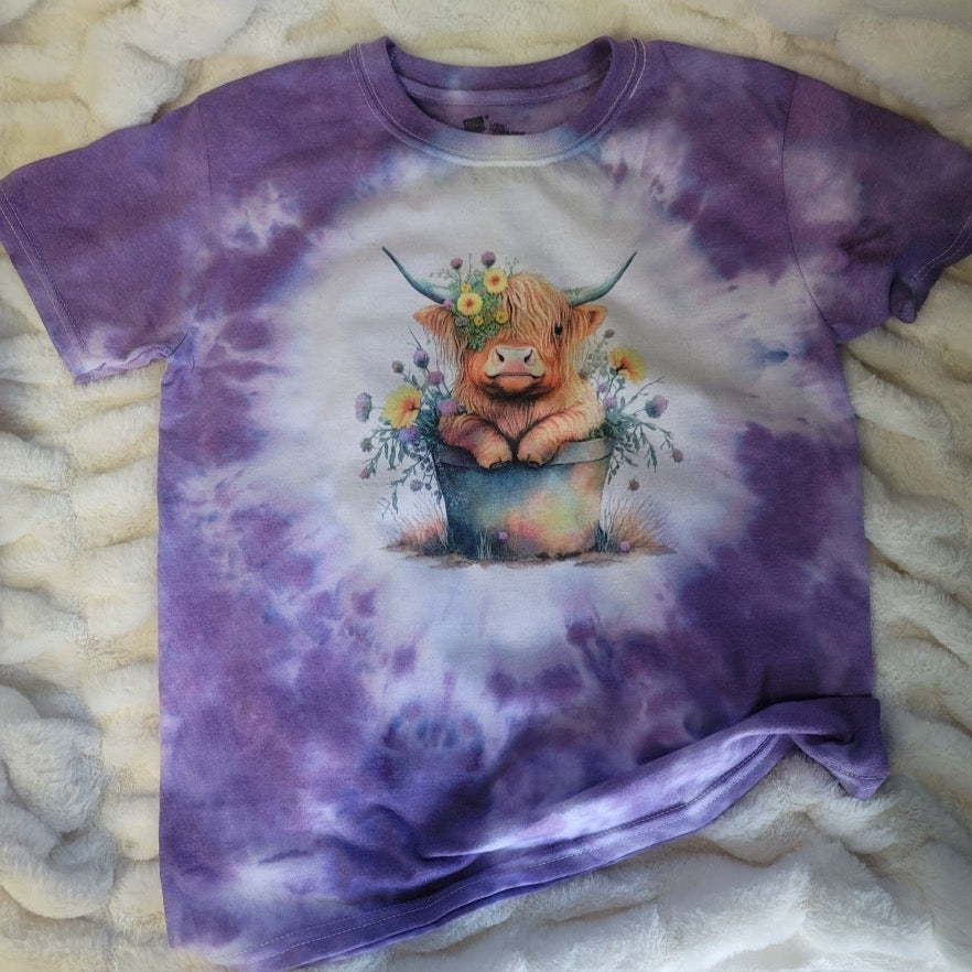 Highland Cow Tie Dye Youth T-Shirt