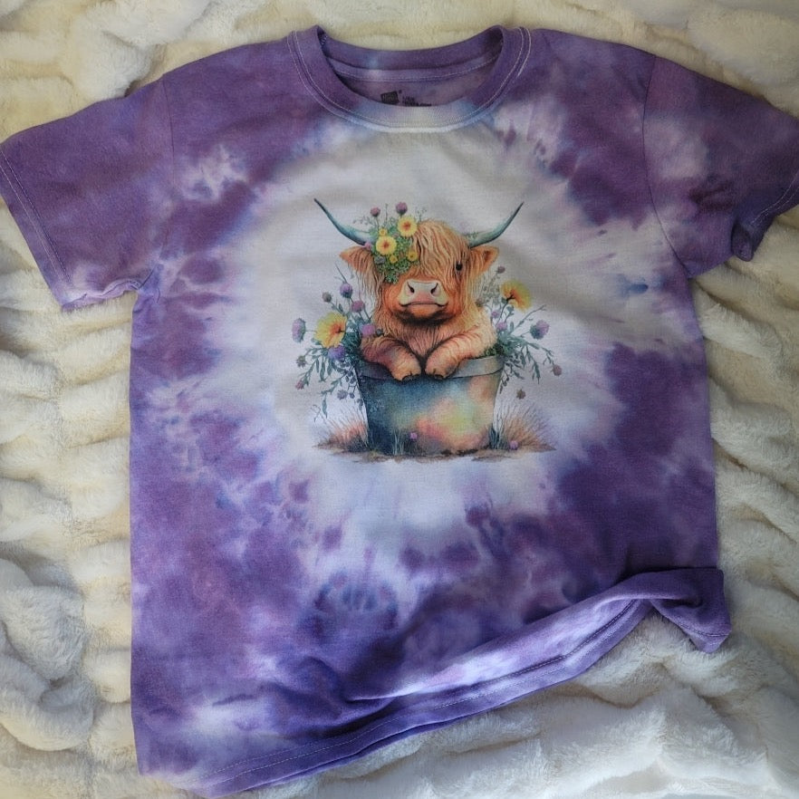 Highland Cow Tie Dye Toddler T-Shirts