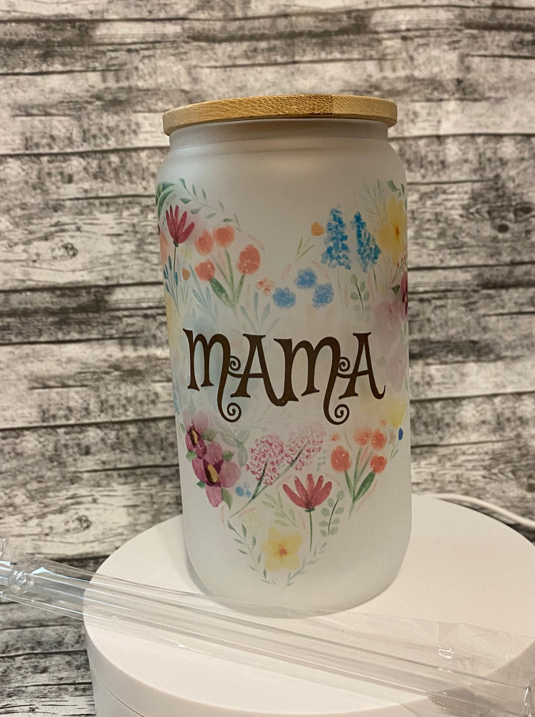 Mama 16oz frosted glass tumbler