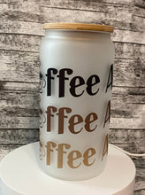 Load image into Gallery viewer, Coffee Addict 16oz frosted glass tumbler
