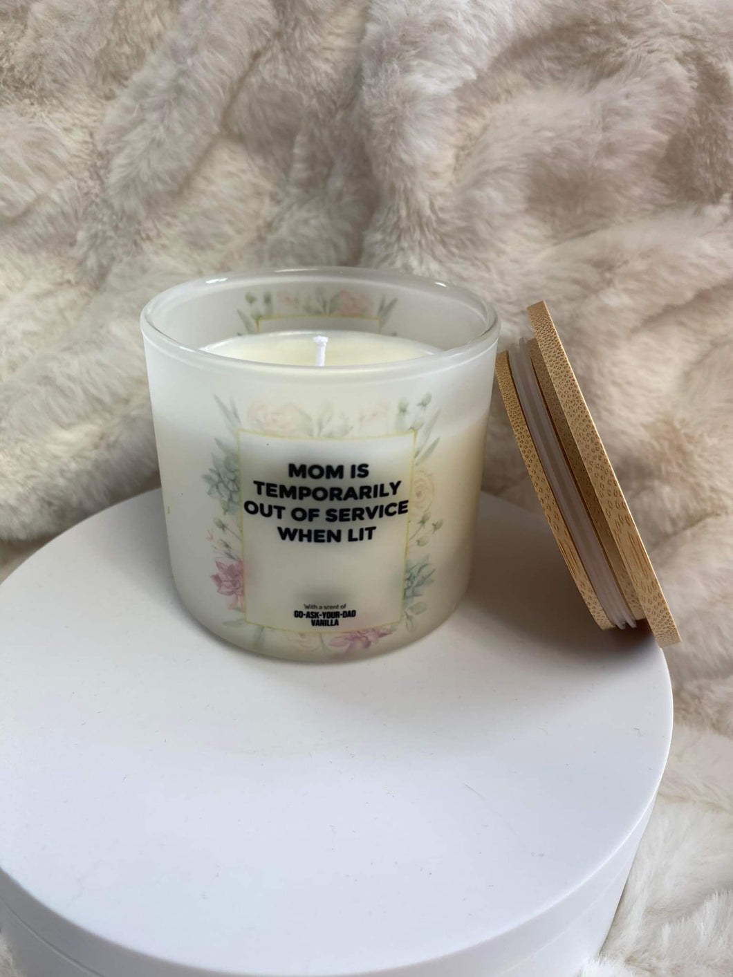 Mom is Temporarily Out of Service Candle
