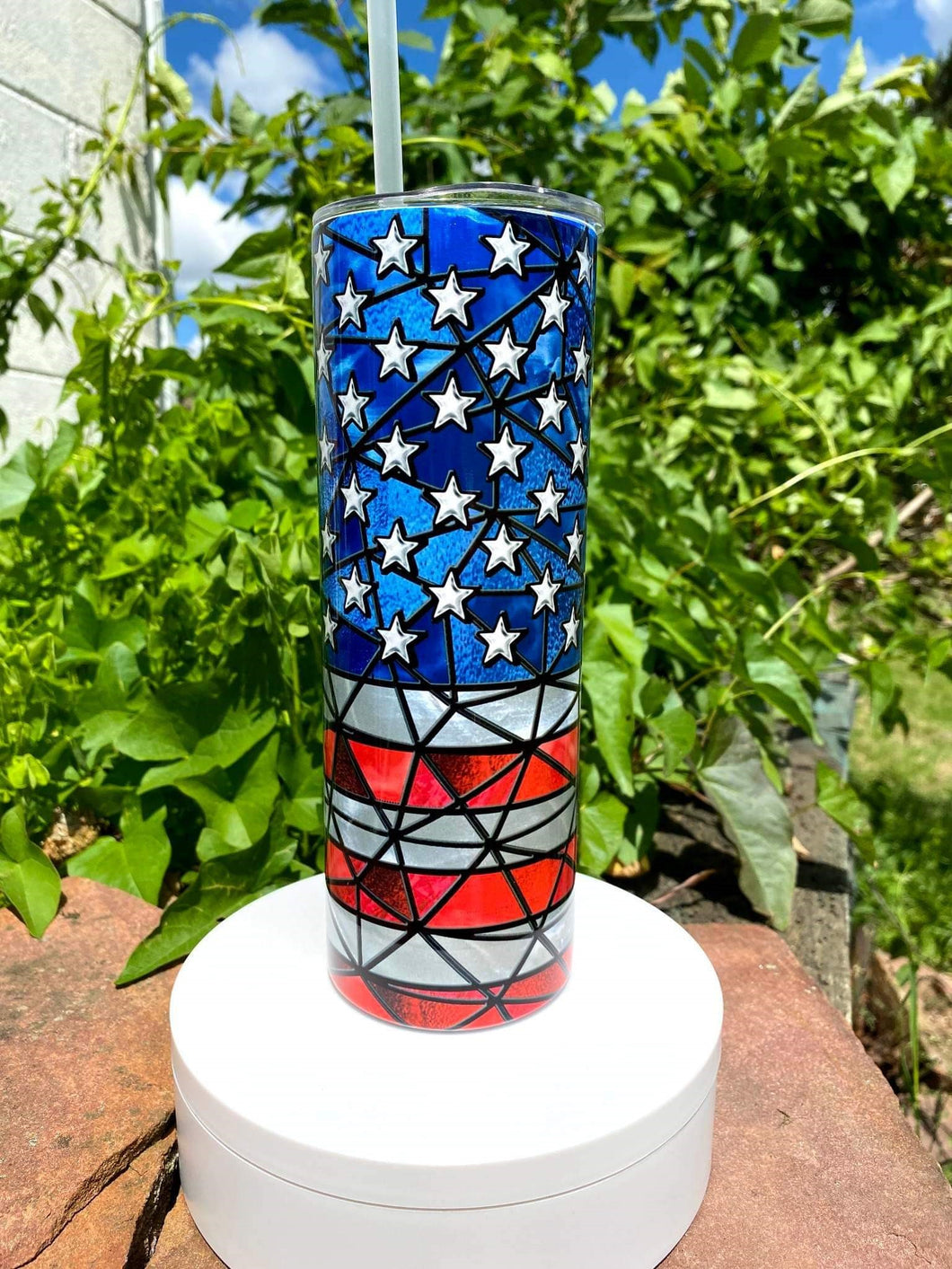 Stained Glass Patriotic Tumbler